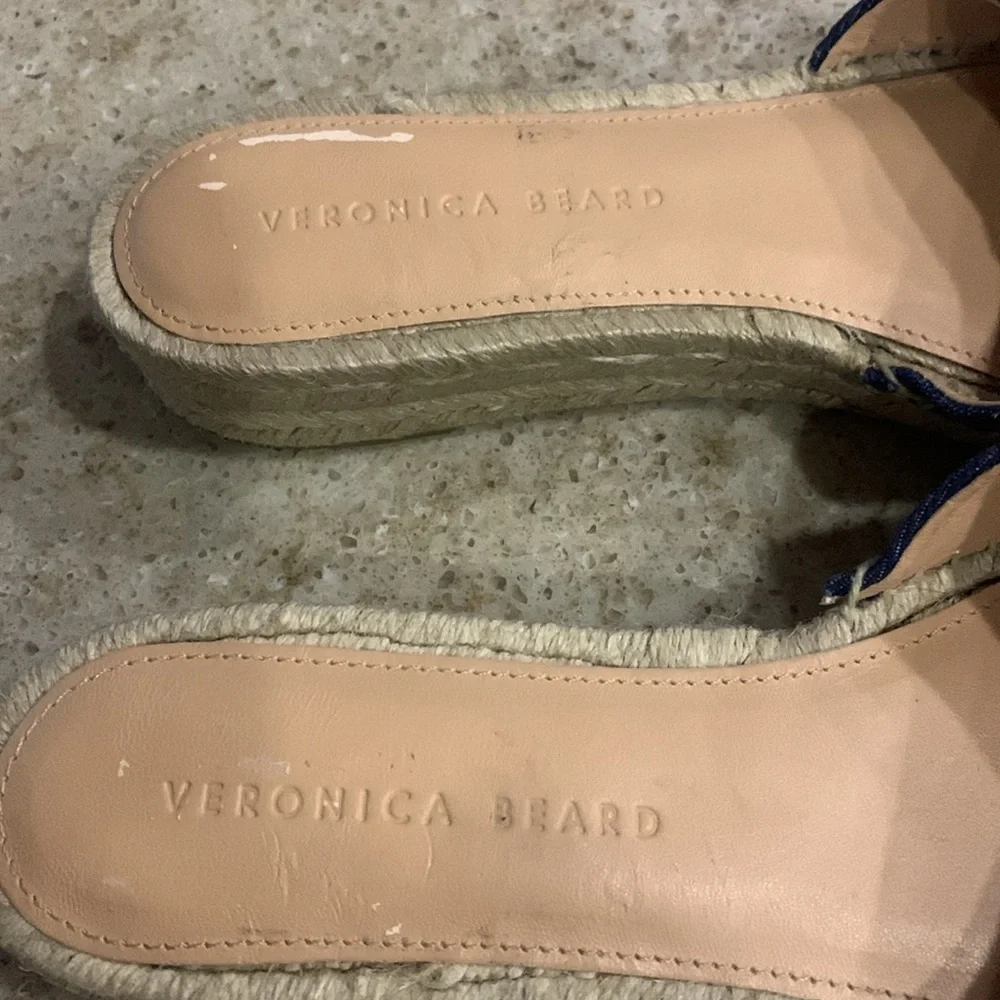 NWOT Veronica Beard Apa buckled denim espadrille slides Size 8